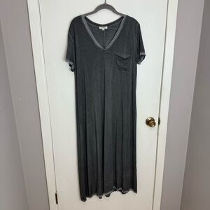 Umgee Charcoal V-Neck Maxi Dress size Small